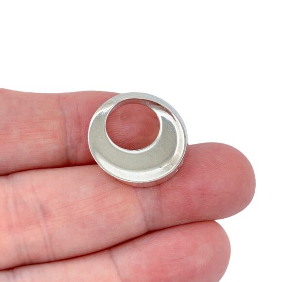 Vintage Sterling Silver 925 Circle Pendant | Open Center Modernist Charm - Picture 1 of 8